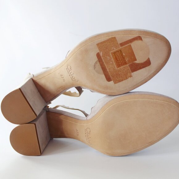 New CHLOE Scalloped d'Orsay Suede Heeled Pumps - Picture 11 of 13